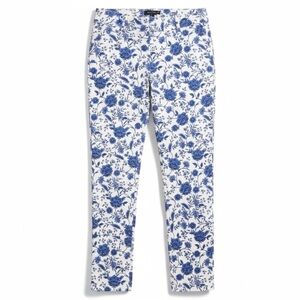 NWT Talbots Chatham Ankle Pants Blue Floral Print Stretch Size 12 Cotton Blend